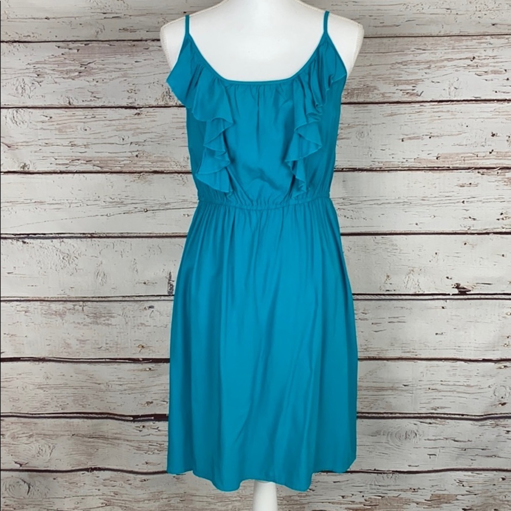 Old a navy Blue Ruffle Dress Medium